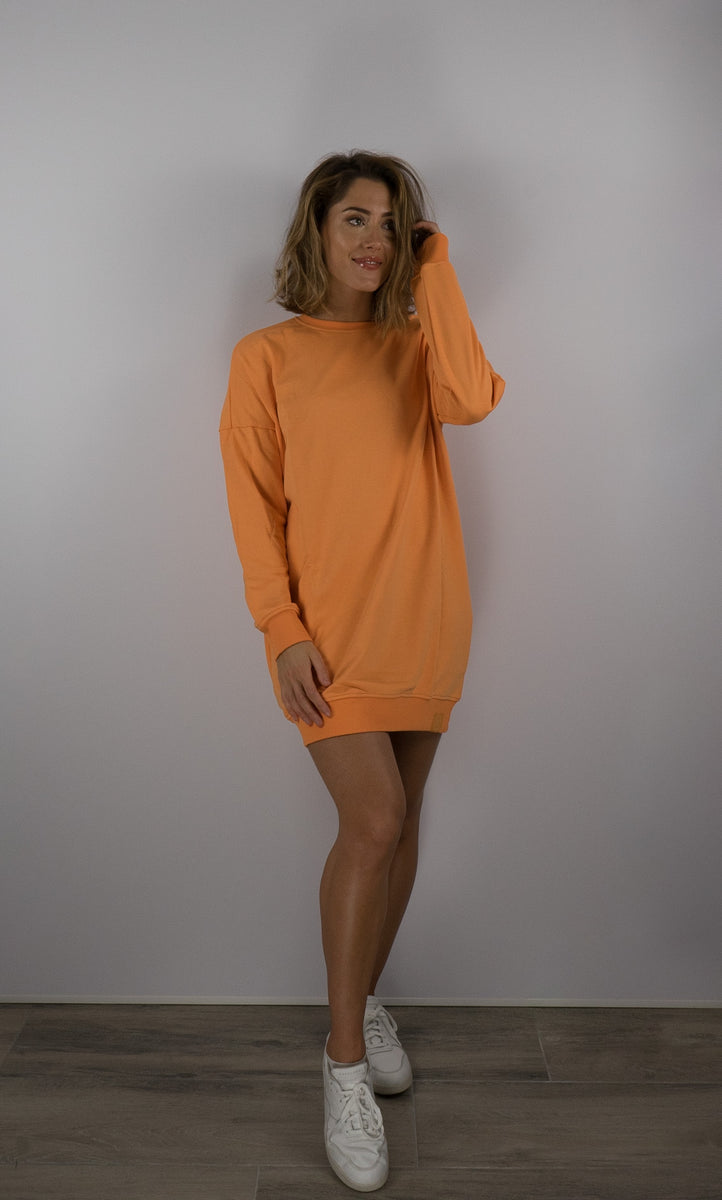 Sweater Dress sustainable coral orange colour loose dress