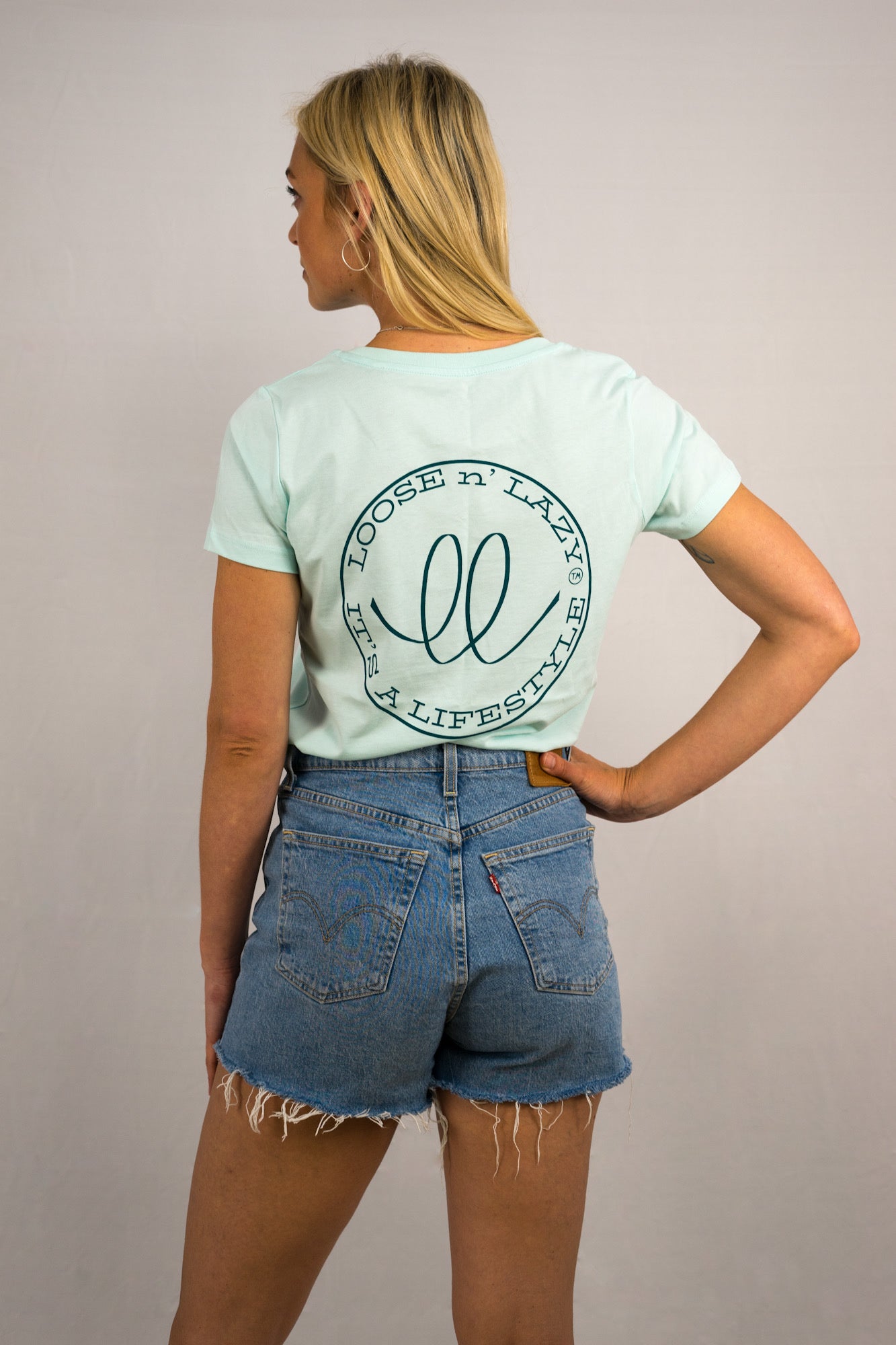 Women's Fitted Logo T-Shirt - Caribbean Blue