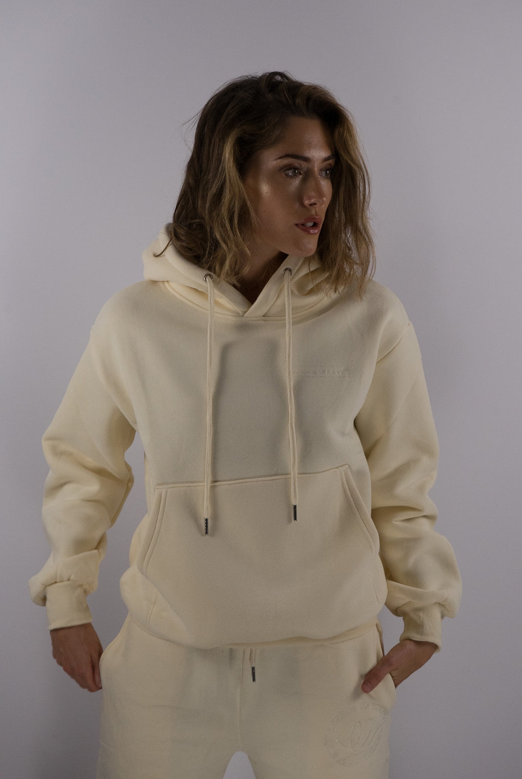 cream colour hoodie, unisex, sustainably made