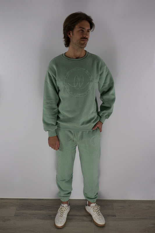 green sweatpants joggers, tracksuit bottoms, unisex, sustainably made